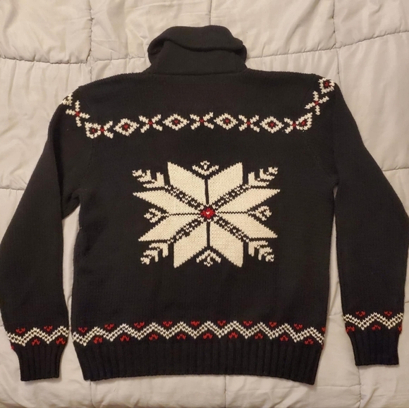 Polo by Ralph Lauren Black Snowflake Cardigan Sweater - Picture 5 of 6